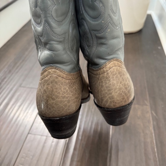 Vintage UNIQUE Green Blue Leather Western Cowboy Boot Women's Size 9 - Picture 6 of 8